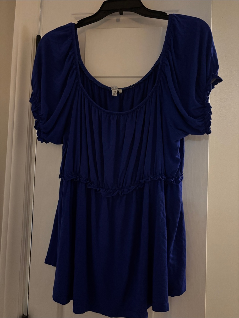 white birch Royal Blue Scoop Neck Short Sleeve Tunic